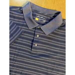 Eddie Bauer TraveX Polo Shirt Mens‎ XL Gray Striped Performance Golf Hiking EUC